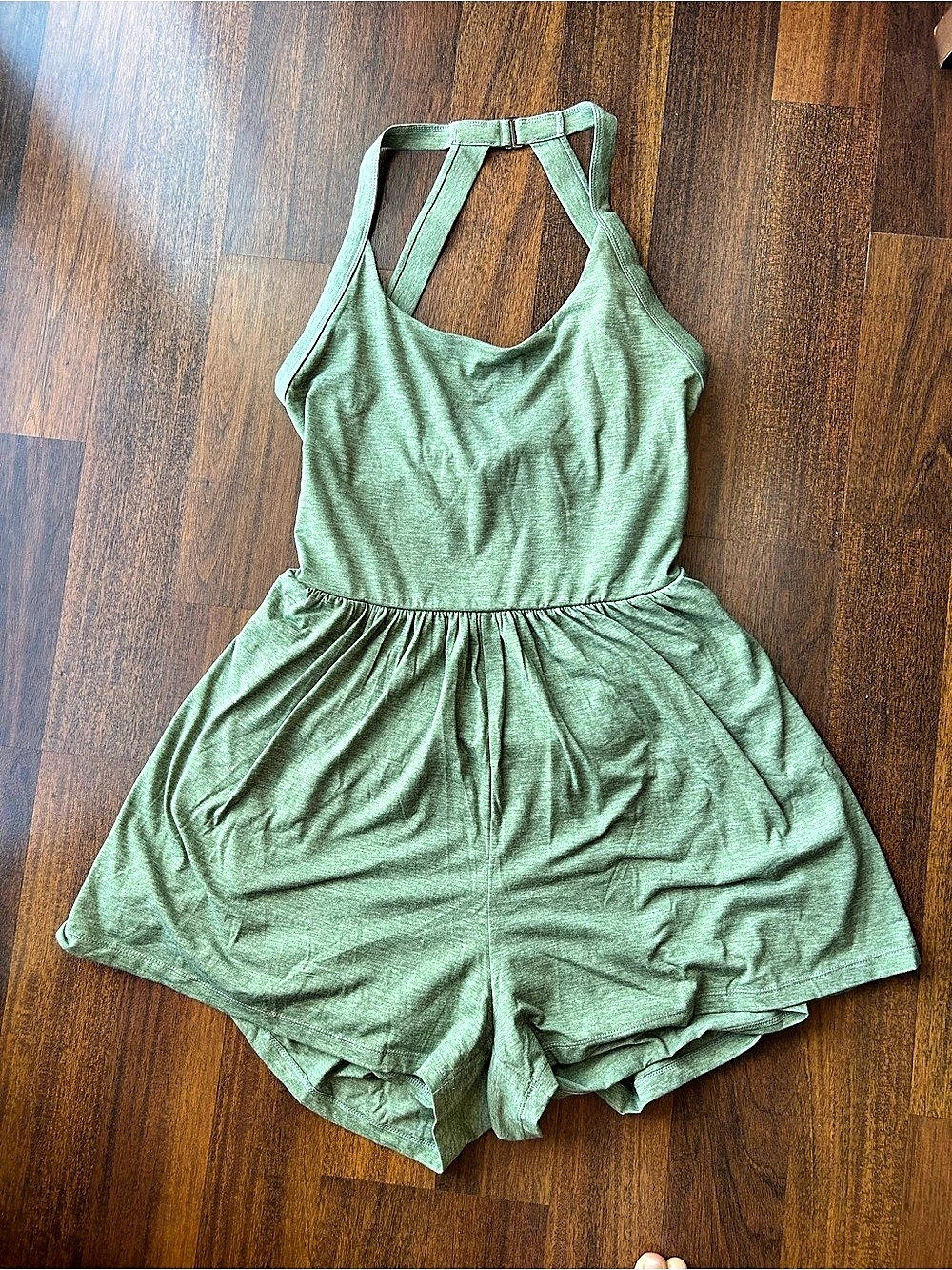 Halara SoftlyZero Airy Backless Twisted Active Dress / Romper Green Romper